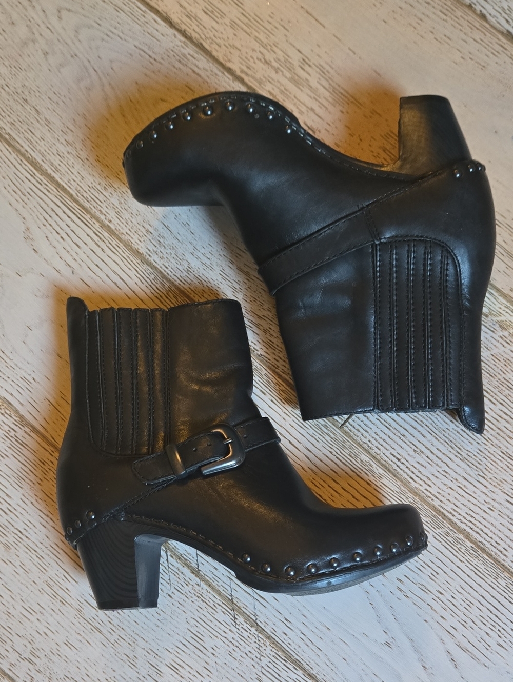 DANSKO Rhianna Heeled Clog Moto Chelsea Boot Size 38 7.5/8